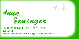 anna heninger business card